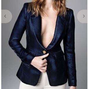 Smythe Blue Velvet Peaked Lapel Blazer Size 2